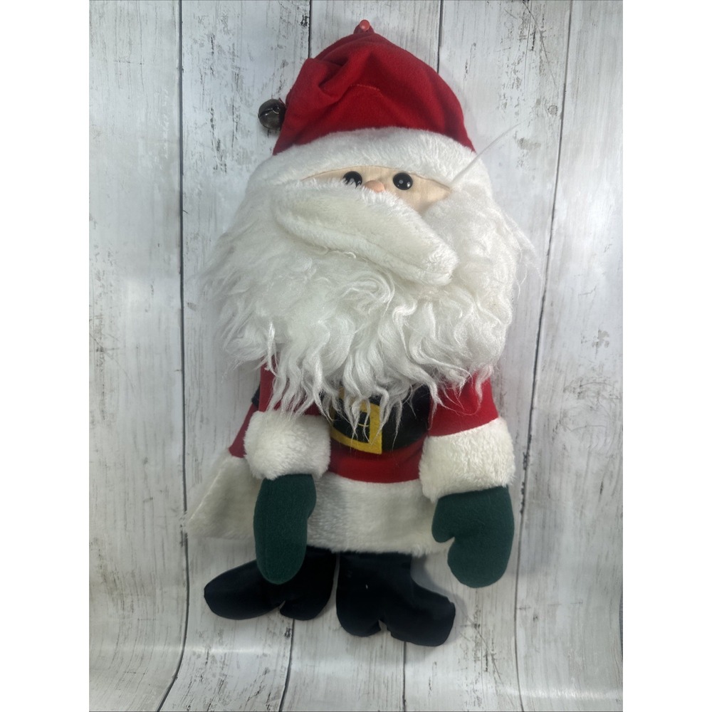 Vintage 1981 Hallmark Hanging Plush Santa Christmas Card Holder Bag Stocking
